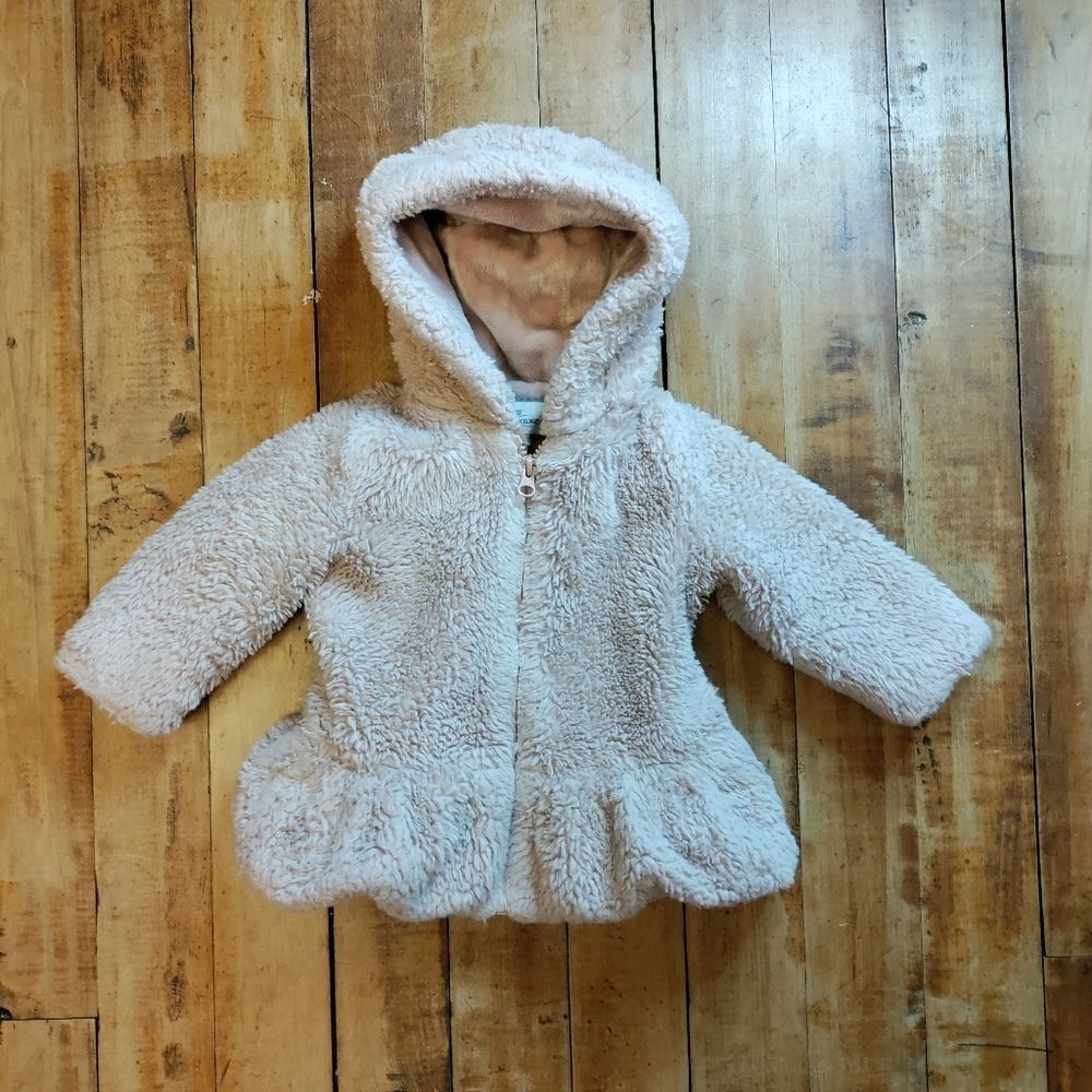 American Widgeon faux fur jacket 18 months girls pink mauve winter coat hooded